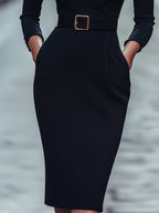 Robe Midi Avec Ceinture Et Poches Pour Femme | Idéal Pour Travail Et Occasions