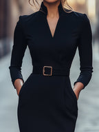 Robe Midi Avec Ceinture Et Poches Pour Femme | Idéal Pour Travail Et Occasions