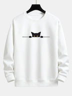 Sweatshirt Relax Fit Avec Imprimé Chat Noir pour Hommes | Idéal pour Un Usage Quotidien Et Les Occasions Décontractées