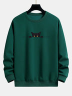 Sweatshirt Relax Fit Avec Imprimé Chat Noir pour Hommes | Idéal pour Un Usage Quotidien Et Les Occasions Décontractées