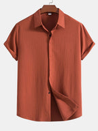 Chemise À Boutons Dissimulés Avec Texture Froissée Pour Homme | Idéale Pour Le Travail Ou Les Sorties Décontractées
