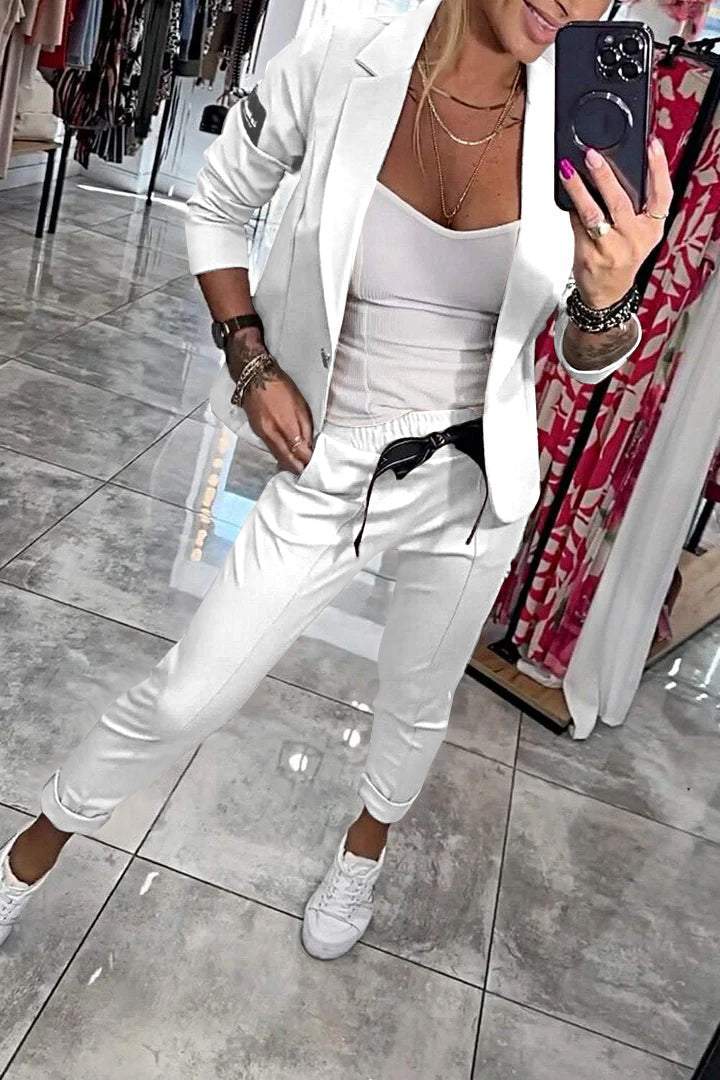 Ensemble Blazer Léger Et Pantalon À Taille Élastique Pour Femme | Idéal Pour Un Usage Professionnel Et Quotidien