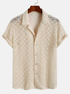 Chemise Cubaine À Manches Courtes Avec Finition Texturée Pour Hommes | Idéale Pour Une Tenue Décontractée Ou Pour Les Vacances