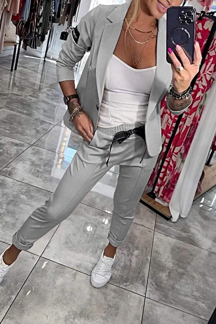 Ensemble Blazer Léger Et Pantalon À Taille Élastique Pour Femme | Idéal Pour Un Usage Professionnel Et Quotidien