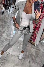Ensemble Blazer Léger Et Pantalon À Taille Élastique Pour Femme | Idéal Pour Un Usage Professionnel Et Quotidien