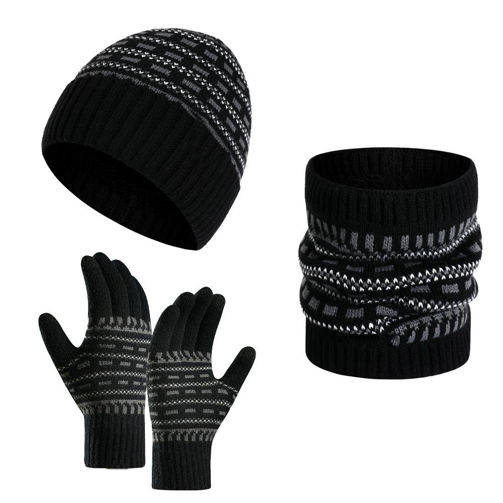 Ensemble Tricoté Trois Pièces avec Bonnet, Écharpe et Gants pour Hommes | Idéal pour l’Hiver et les Activités Extérieures