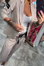 Ensemble Blazer Léger Et Pantalon À Taille Élastique Pour Femme | Idéal Pour Un Usage Professionnel Et Quotidien