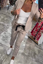 Ensemble Blazer Léger Et Pantalon À Taille Élastique Pour Femme | Idéal Pour Un Usage Professionnel Et Quotidien