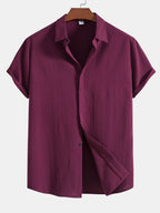 Chemise À Boutons Dissimulés Avec Texture Froissée Pour Homme | Idéale Pour Le Travail Ou Les Sorties Décontractées