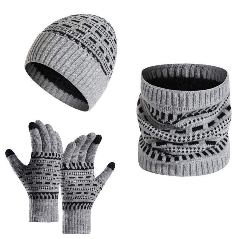 Ensemble Tricoté Trois Pièces avec Bonnet, Écharpe et Gants pour Hommes | Idéal pour l’Hiver et les Activités Extérieures