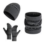 Ensemble Tricoté Trois Pièces avec Bonnet, Écharpe et Gants pour Hommes | Idéal pour l’Hiver et les Activités Extérieures