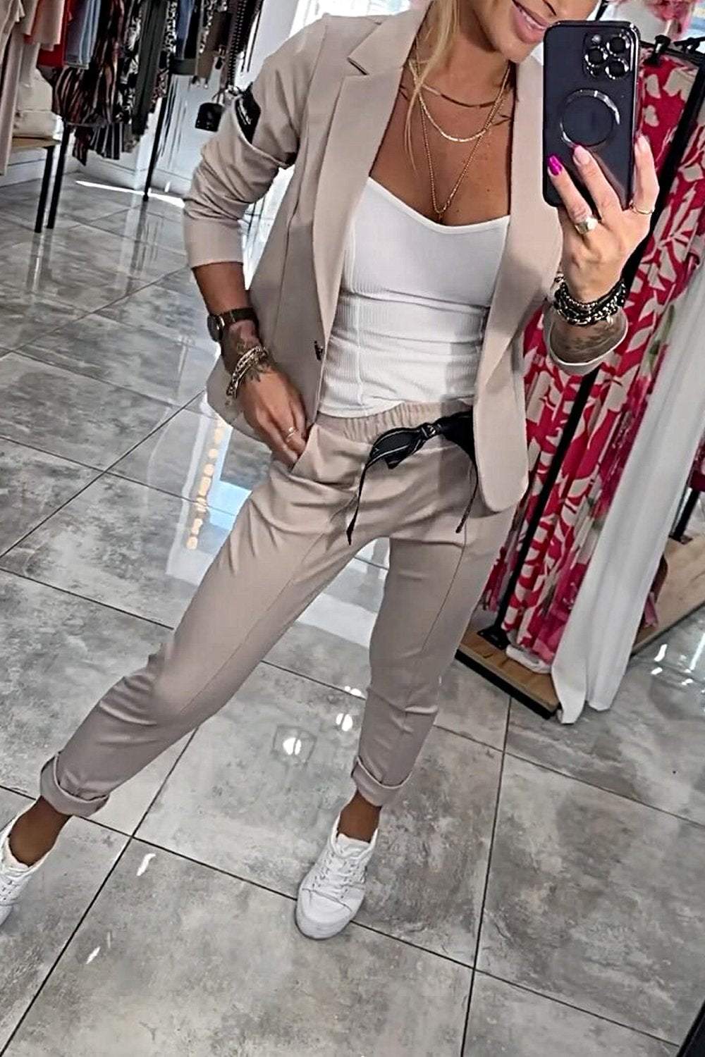Ensemble Blazer Léger Et Pantalon À Taille Élastique Pour Femme | Idéal Pour Un Usage Professionnel Et Quotidien