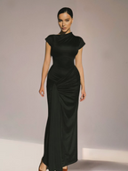 Robe Maxi Avec Encolure Asymétrique Et Dos À Lacets Pour Femme | Idéale Pour Les Événements Et Soirées