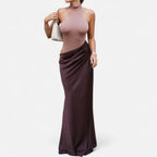 Robe Maxi Avec Col Montant Et Coupe Ajustée Pour Femme | Idéale Pour Les Occasions Formelles