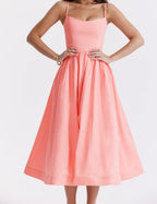Robe Midi Coupe A-Line Sans Manches pour Femme | Idéale pour les Occasions Quotidiennes et les Événements