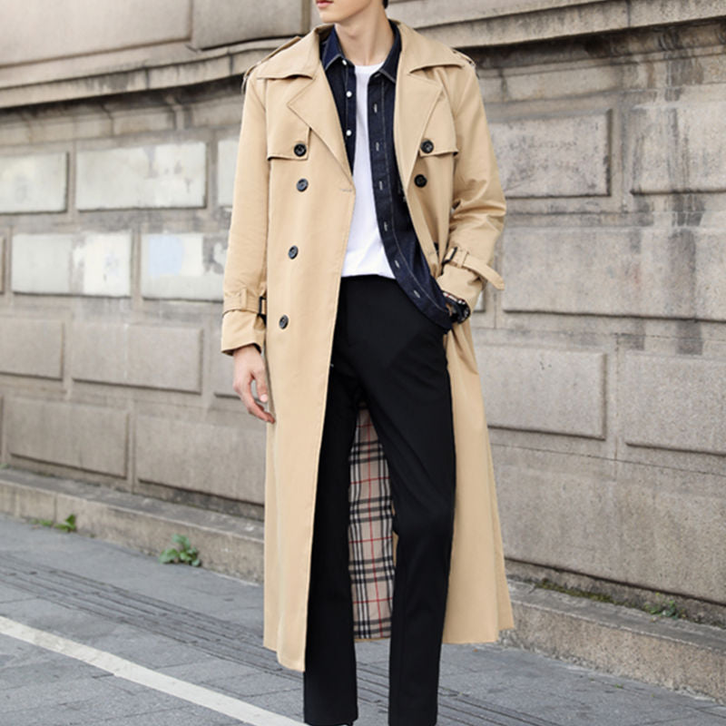Trench-Coat Long Avec Fermeture Croisée Pour Homme | Idéal Pour Les Saisons De Transition