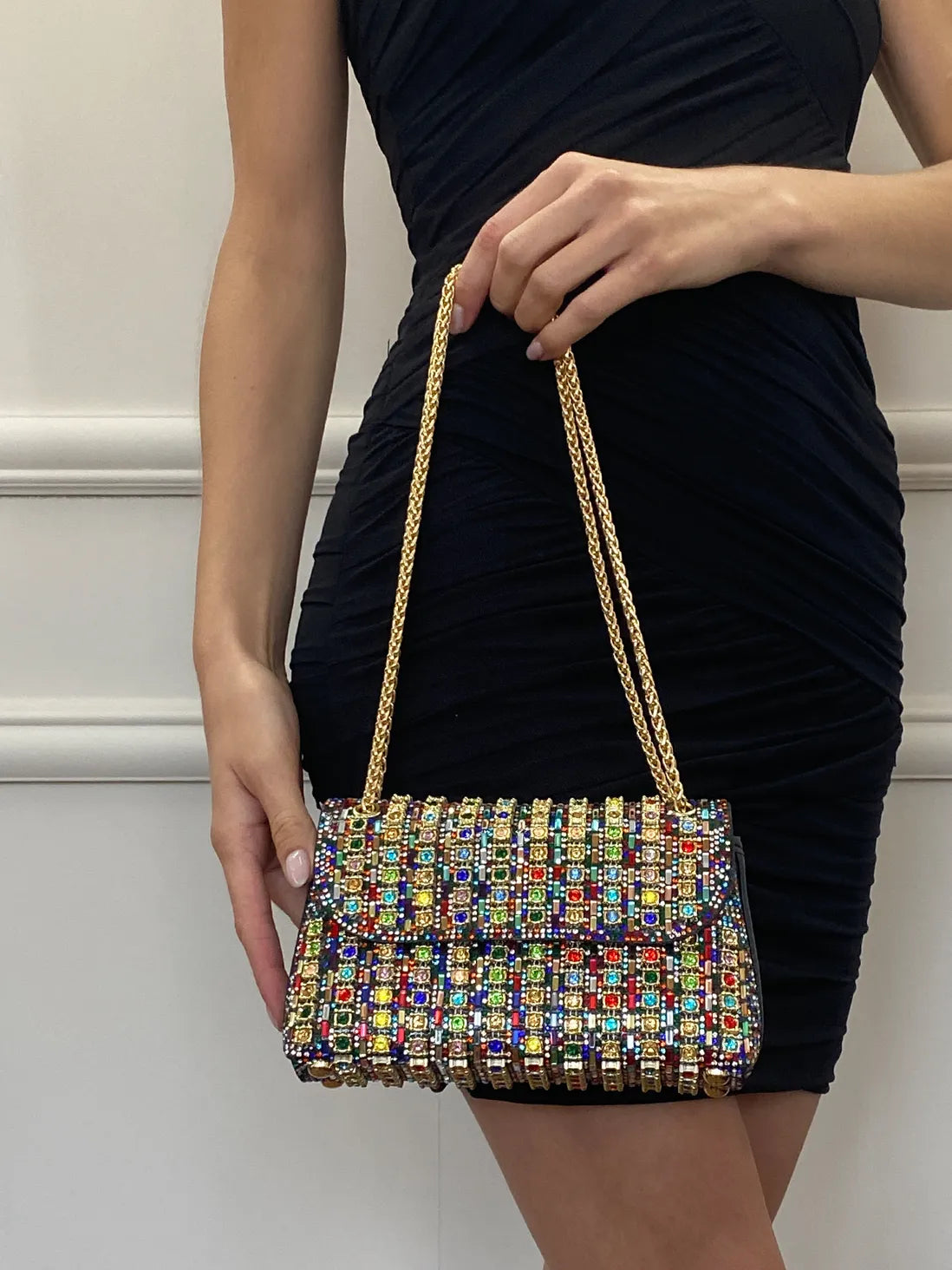 Mini Sac avec Strass et Chaîne Dorée pour Femme | Idéal pour les Soirées