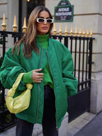 Veste Bomber Coupe Ample Avec Fermeture Zippée Pour Femmes | Idéal Pour Mi-Saison Et Usage Quotidien