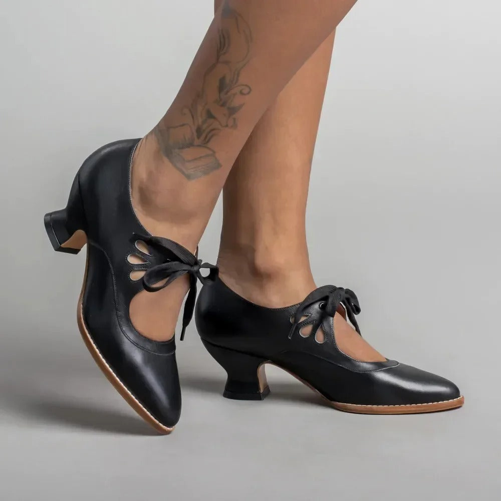 Escarpins À Lacets Avec Bride Et Talon Bas Pour Femmes | Idéal Pour Les Occasions Quotidiennes Et Habillées