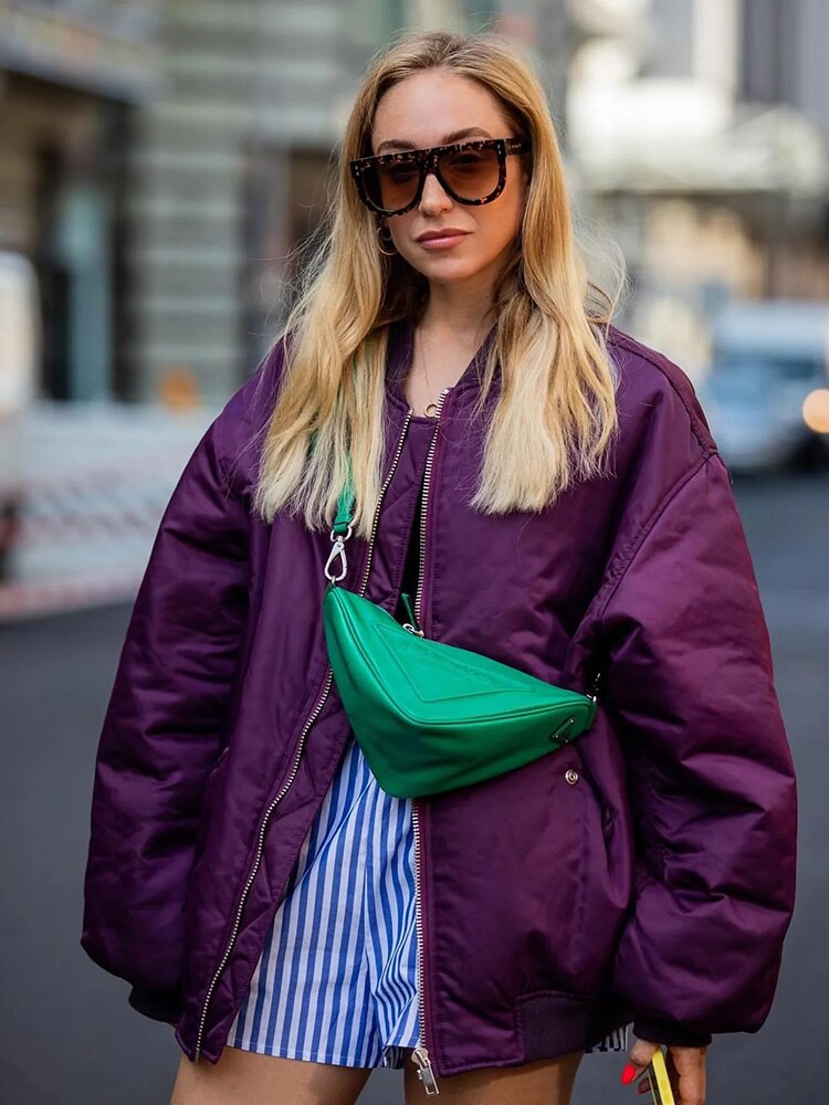 Veste Bomber Coupe Ample Avec Fermeture Zippée Pour Femmes | Idéal Pour Mi-Saison Et Usage Quotidien
