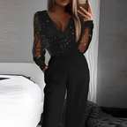 Combinaison À Col En V avec Taille Haute Et Jambes Larges pour Femme | Idéale pour Le Quotidien Et Les Événements