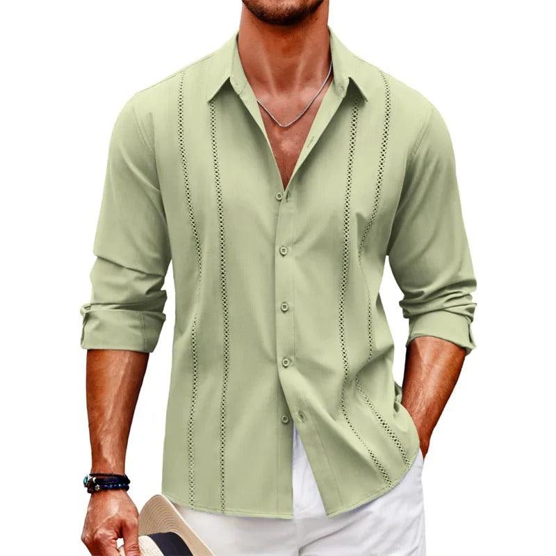 Chemise À Manches Longues Avec Fermeture Boutonnée Pour Homme | Idéale Pour Usage Quotidien Et Occasions Formelles