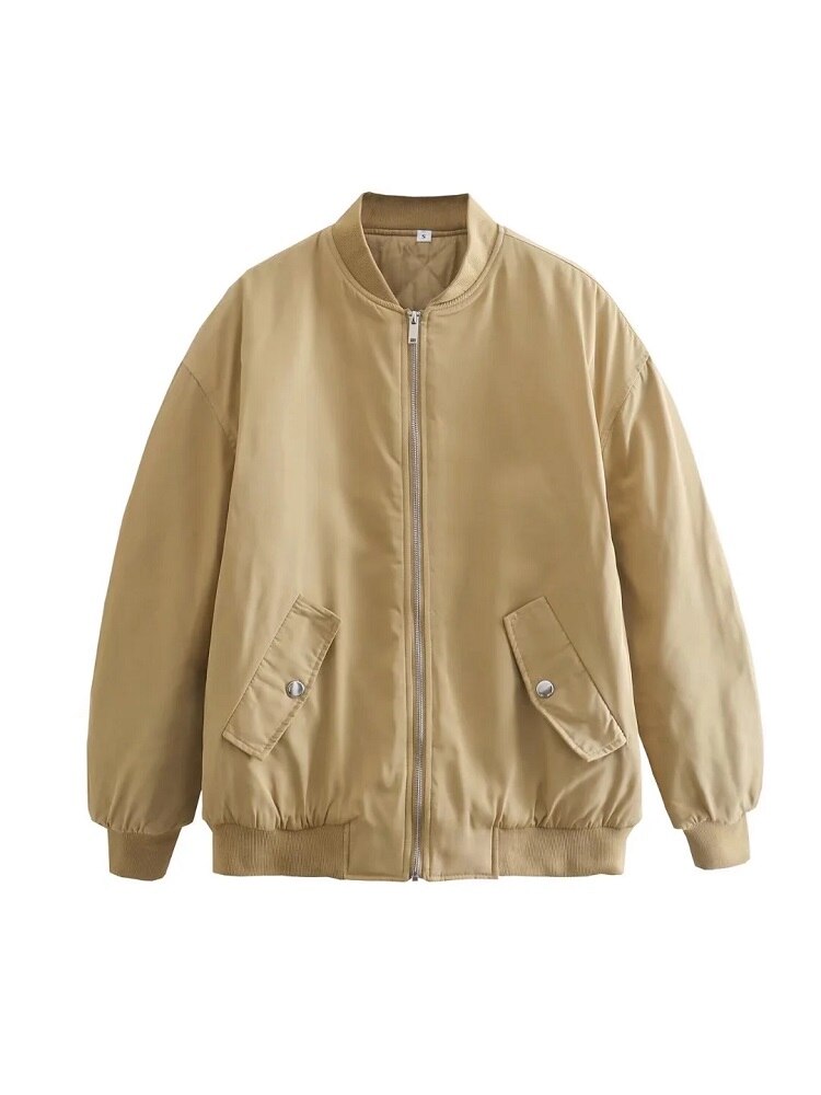 Veste Bomber Coupe Ample Avec Fermeture Zippée Pour Femmes | Idéal Pour Mi-Saison Et Usage Quotidien