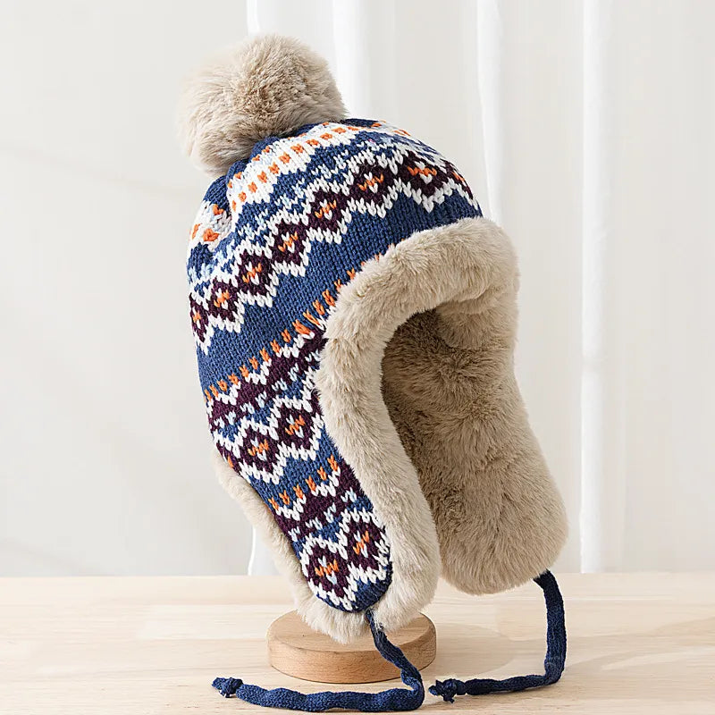 Bonnet d’Hiver avec Pompon et Cache-Oreilles pour Adultes | Idéal pour les Journées Froides
