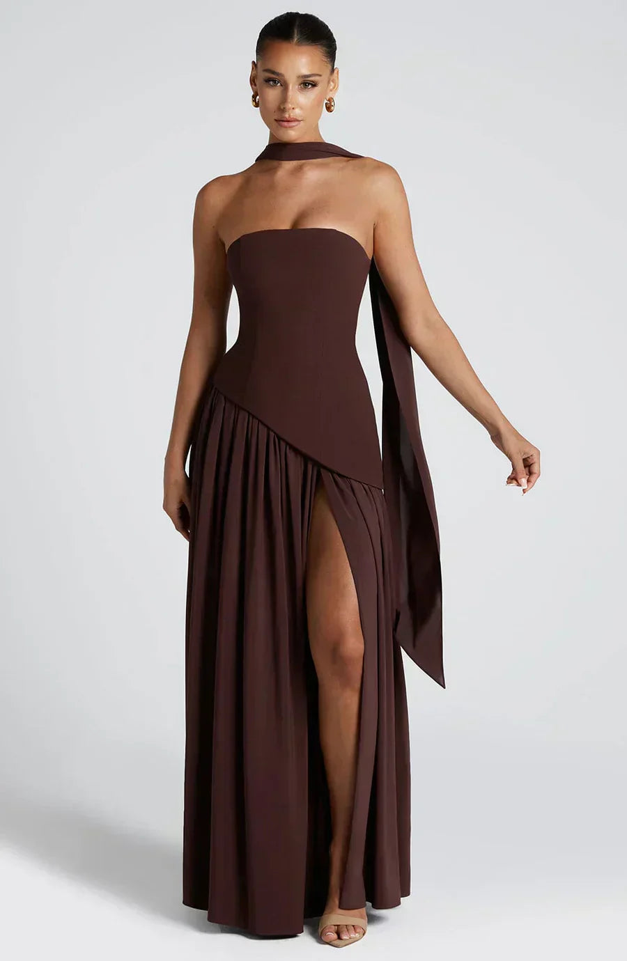 Robe Maxi Asymétrique Avec Design À Une Épaule Pour Femme | Idéale Pour Mariages Et Soirées