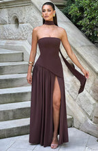 Robe Maxi Asymétrique Avec Design À Une Épaule Pour Femme | Idéale Pour Mariages Et Soirées