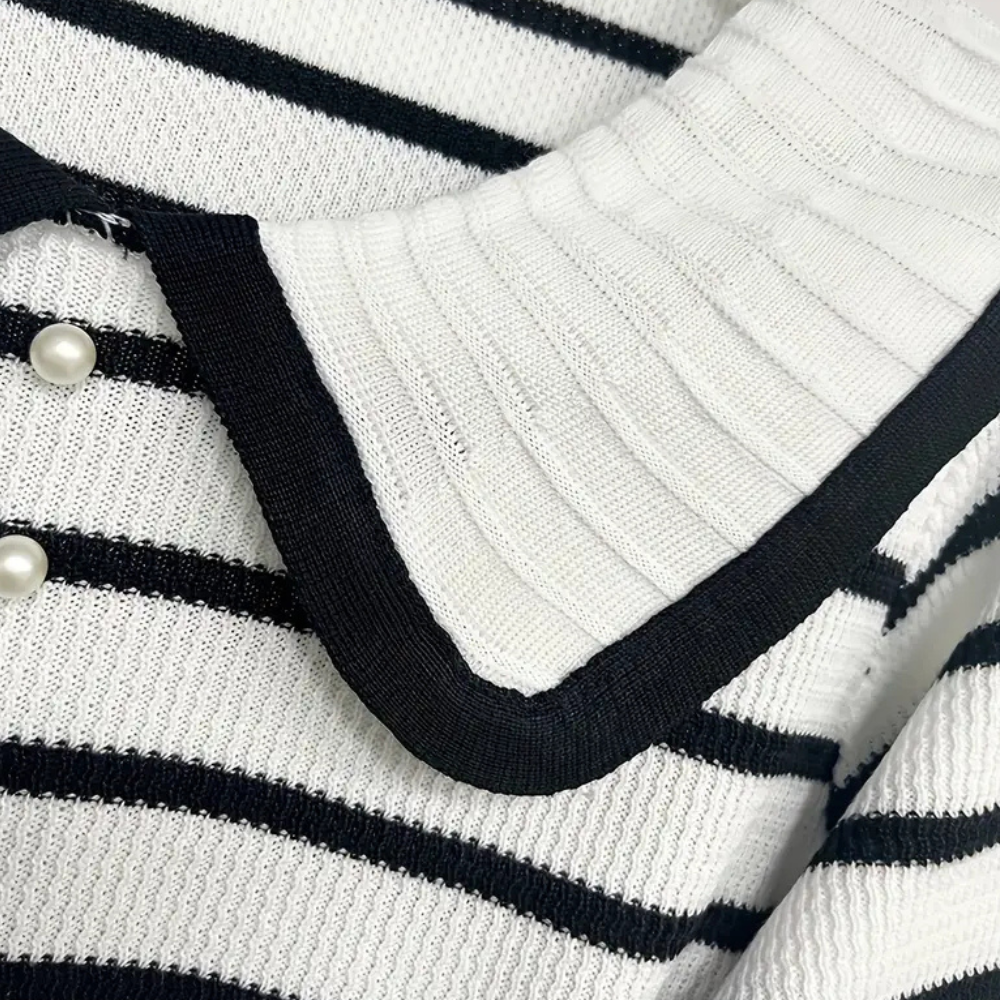 Pull À Rayures Avec Détail Nœud Et Boutons Pour Femme | Idéal Pour La Superposition