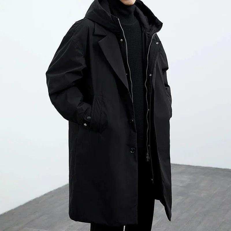 Trench Long avec Coupe Structurée pour Homme | Idéal pour les Journées Pluvieuses