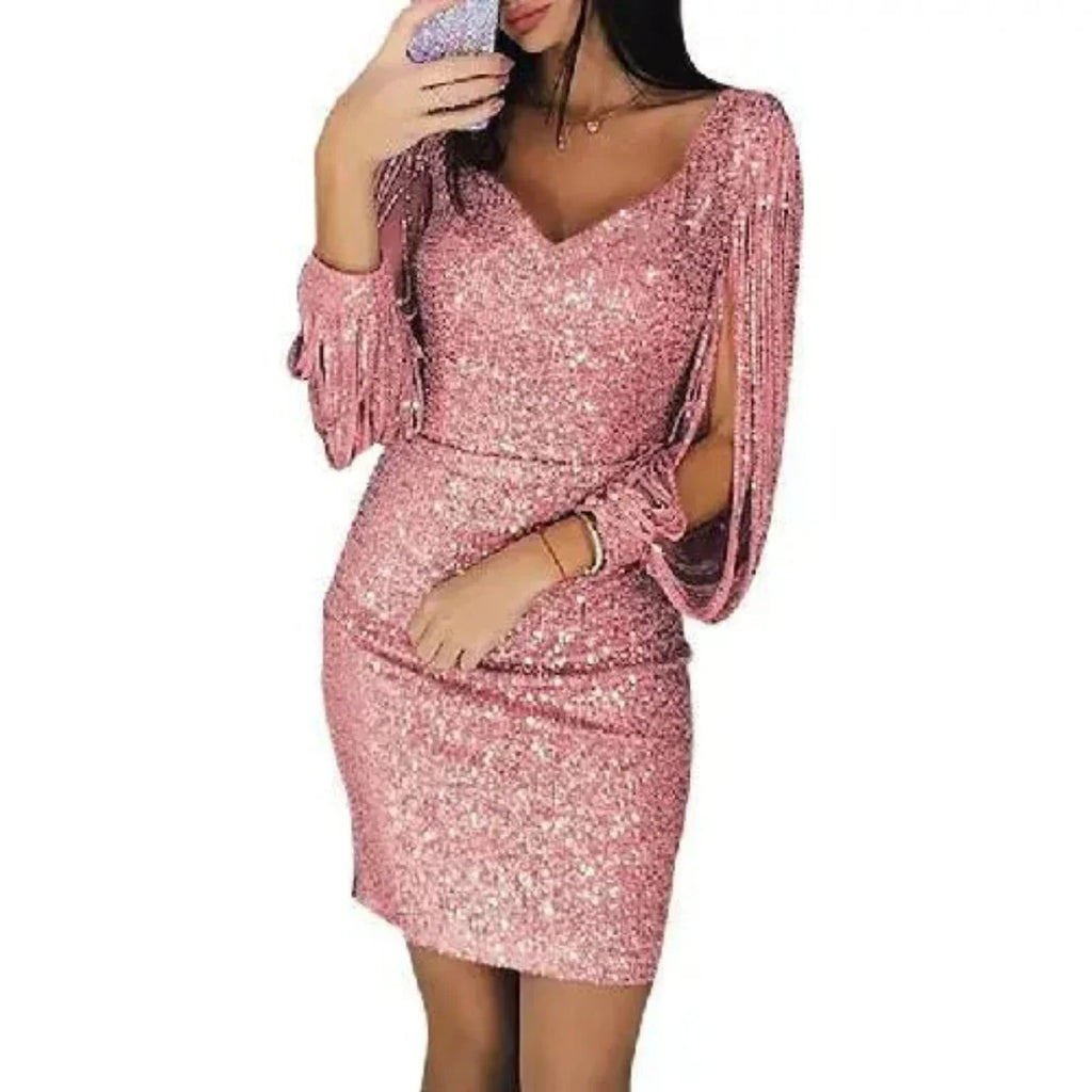 Robe de Soirée Mini à Paillettes avec Décolleté en V pour Femmes | Idéale pour les Événements Spéciaux