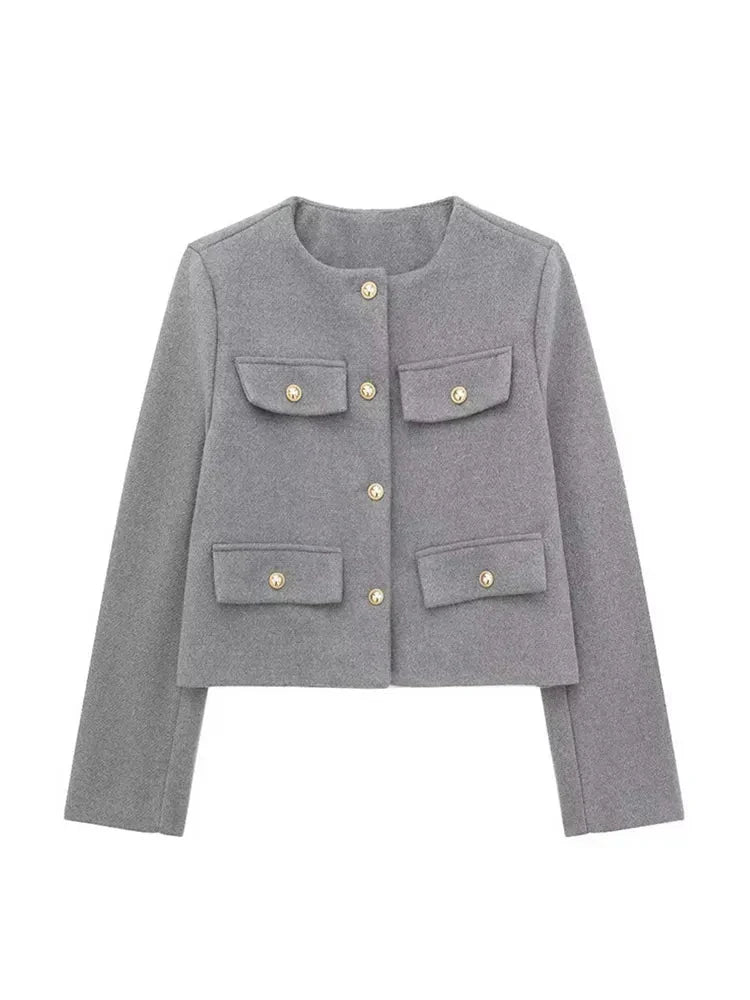 Blazer À Coupe Ajustée Avec Motif Tweed Pour Femme | Idéal Pour Le Travail Et Les Occasions Formelles