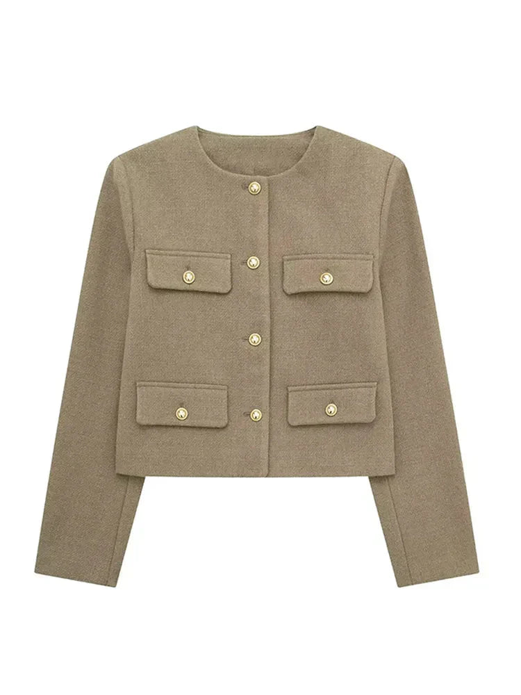 Blazer À Coupe Ajustée Avec Motif Tweed Pour Femme | Idéal Pour Le Travail Et Les Occasions Formelles