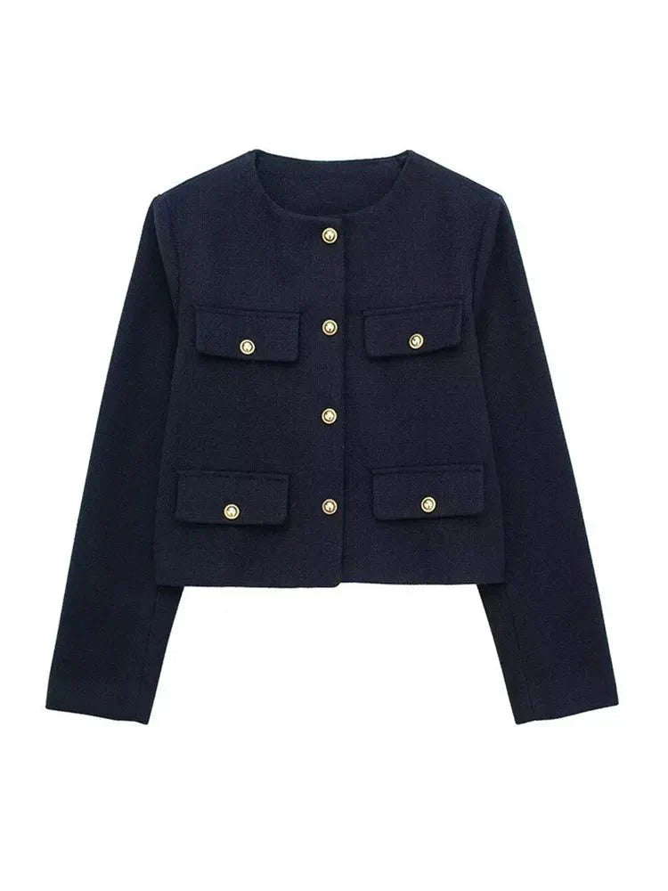 Blazer À Coupe Ajustée Avec Motif Tweed Pour Femme | Idéal Pour Le Travail Et Les Occasions Formelles