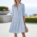 Robe Midi Rayée avec Boutonnage Frontal pour Femme | Idéale pour les Sorties Décontractées et les Journées d’Été