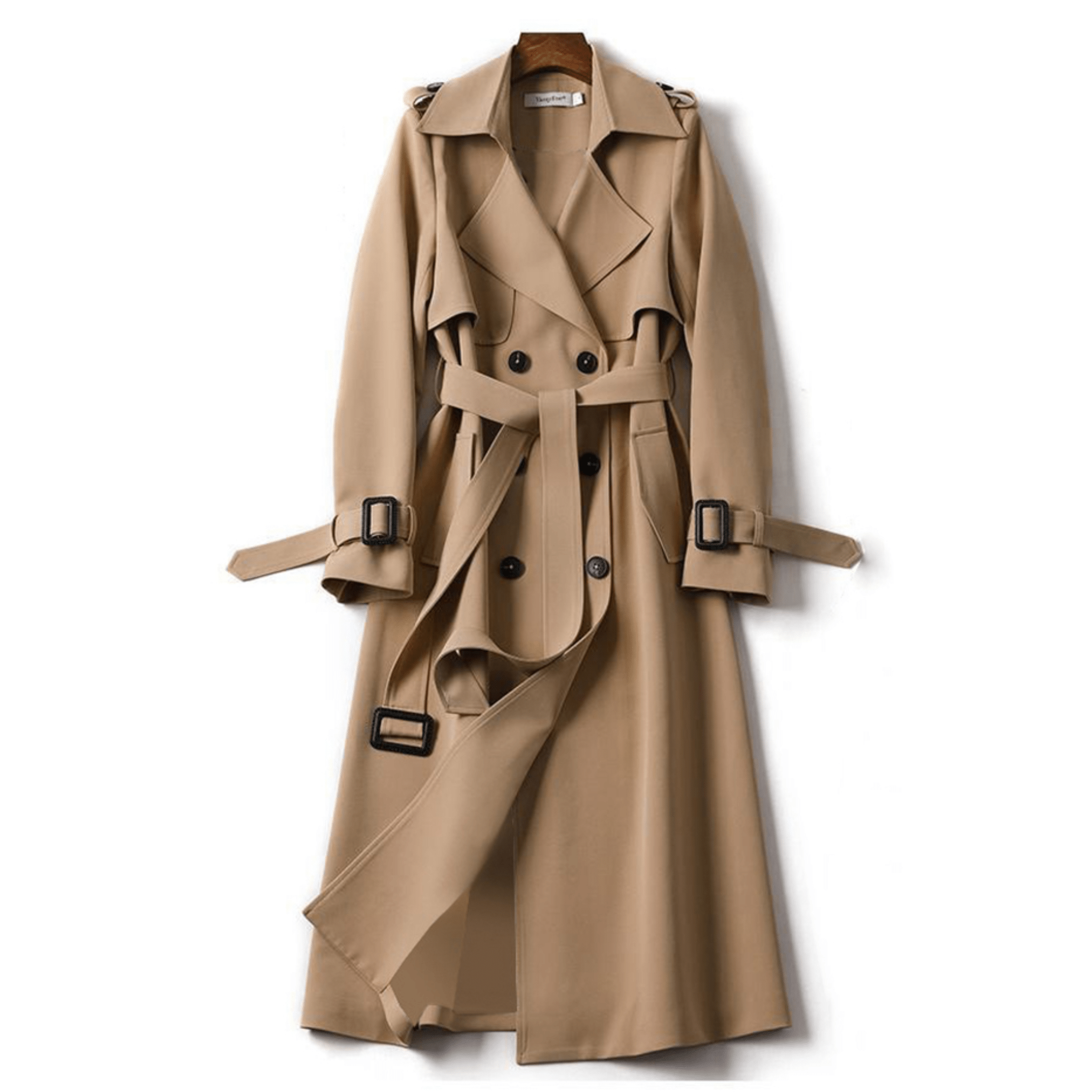 Trench-Coat Long à Double Boutonnage avec Ceinture à Nouer pour Femmes | Idéal pour Bureau et Sorties