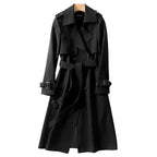 Trench-Coat Long à Double Boutonnage avec Ceinture à Nouer pour Femmes | Idéal pour Bureau et Sorties