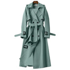 Trench-Coat Long à Double Boutonnage avec Ceinture à Nouer pour Femmes | Idéal pour Bureau et Sorties