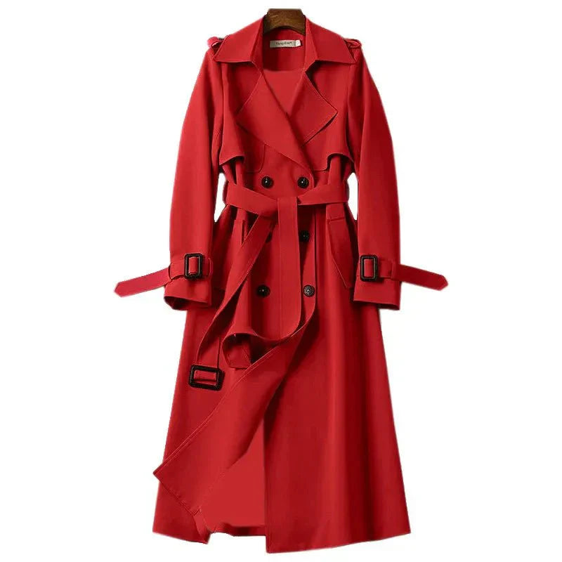 Trench-Coat Long à Double Boutonnage avec Ceinture à Nouer pour Femmes | Idéal pour Bureau et Sorties