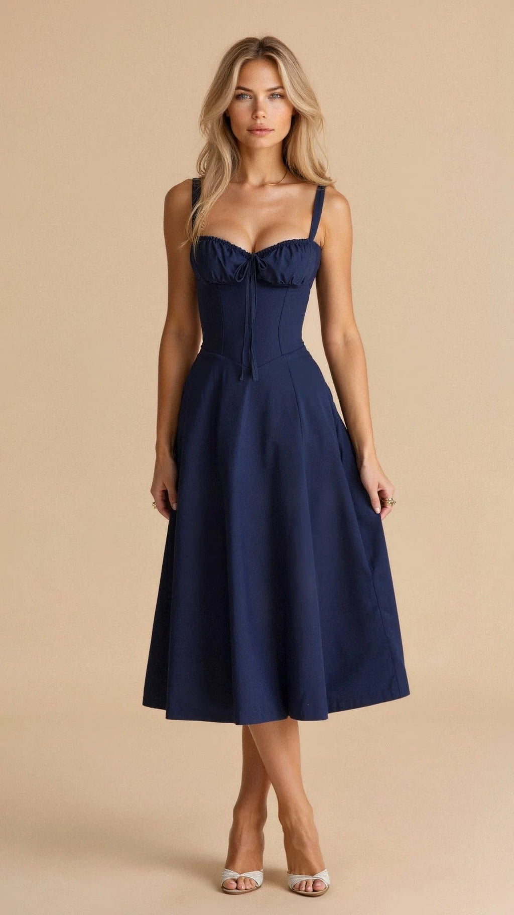 Robe Longue à Bustier Lacé avec Ourlet Fendu pour Femme | Idéale pour l'Été