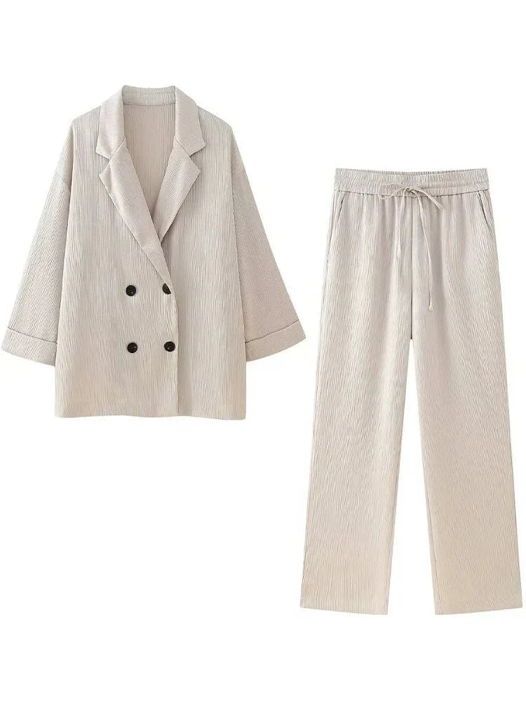 Ensemble Blazer Et Pantalon À Coupe Ample pour Femmes | Idéal pour Le Bureau Et Les Sorties