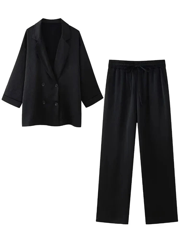 Ensemble Blazer Et Pantalon À Coupe Ample pour Femmes | Idéal pour Le Bureau Et Les Sorties