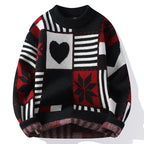 Pull à Col Rond avec Patchwork Hivernal pour Adulte | Idéal pour l’Hiver