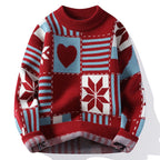 Pull à Col Rond avec Patchwork Hivernal pour Adulte | Idéal pour l’Hiver