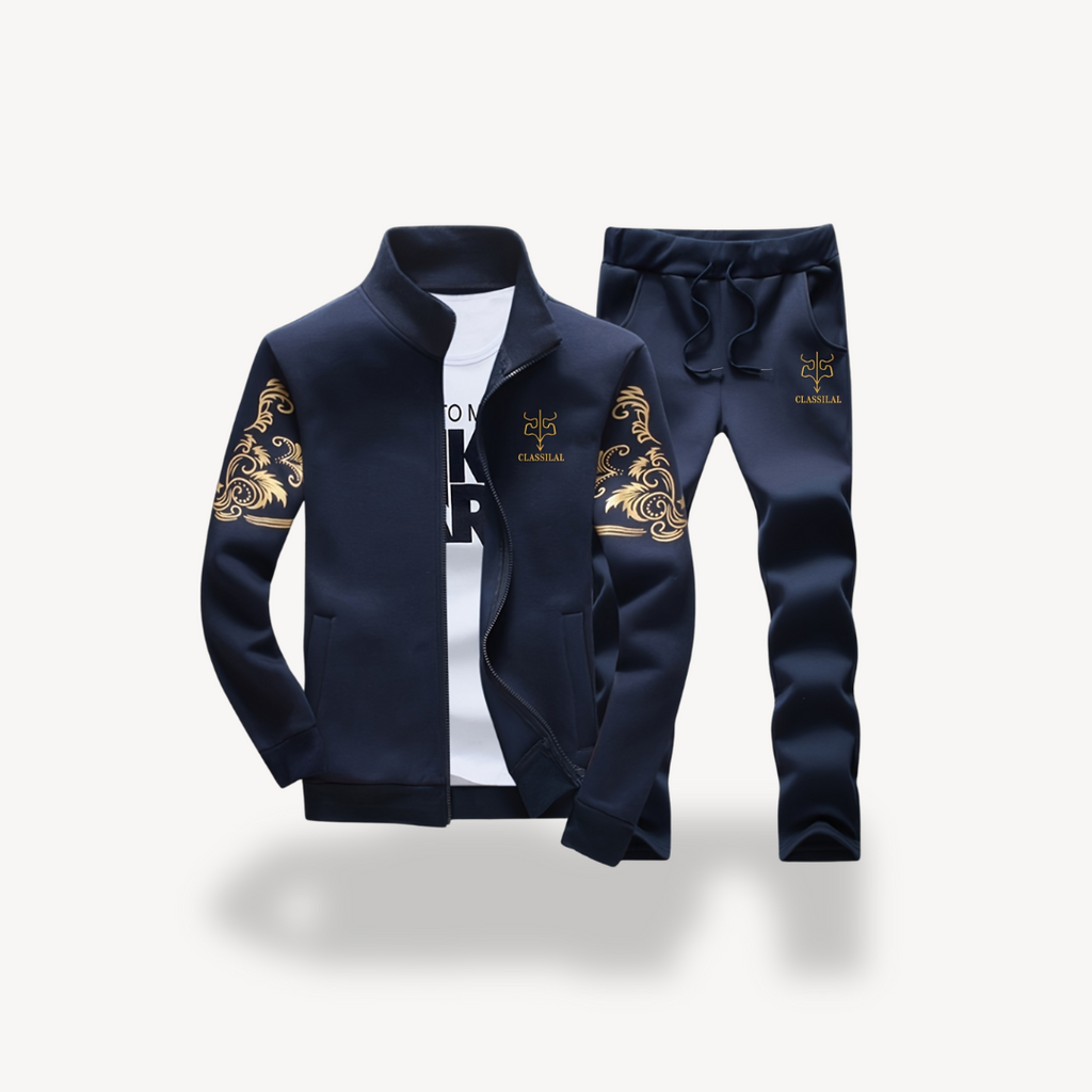 Ensemble Veste Et Pantalon De Survêtement pour Homme avec Finitions Dorées | Idéal pour Le Sport Et Les Loisirs