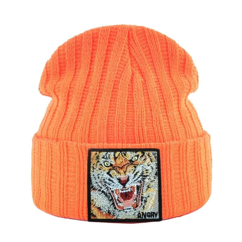Bonnet Tricoté À Patchs Brodés pour Adulte | Idéal pour La Saison Hivernale