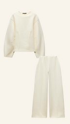 Ensemble Deux Pièces avec Haut Ample Et Pantalon Large Taille Haute pour Femme | Idéal pour La Maison Et Les Sorties Décontractées