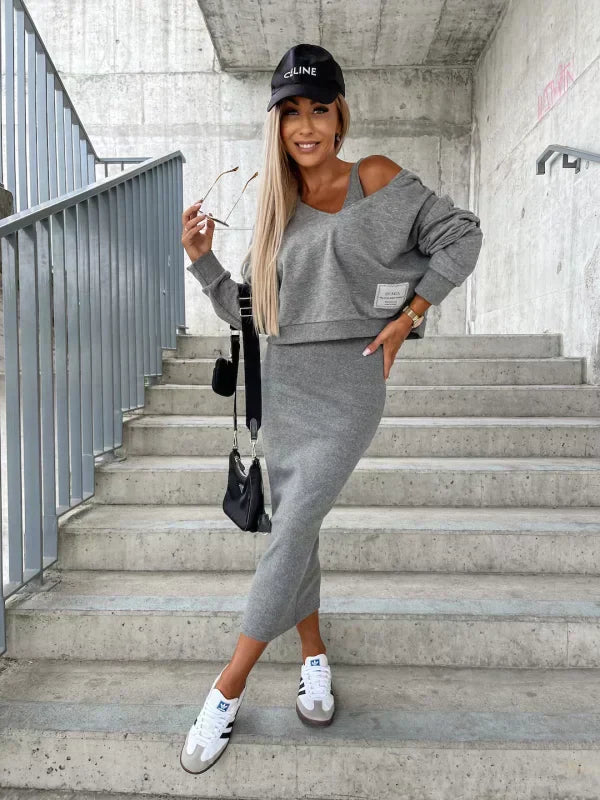 Ensemble Deux Pièces avec Haut Ample et Jupe Ajustée pour Femme | Idéal pour les Sorties en Ville